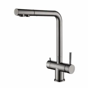 Kitchen Pull-Out Filtered Faucet Chrome Brass Purifier Faucet 360 Rotation Dual Sprayer Drinking Water Tap