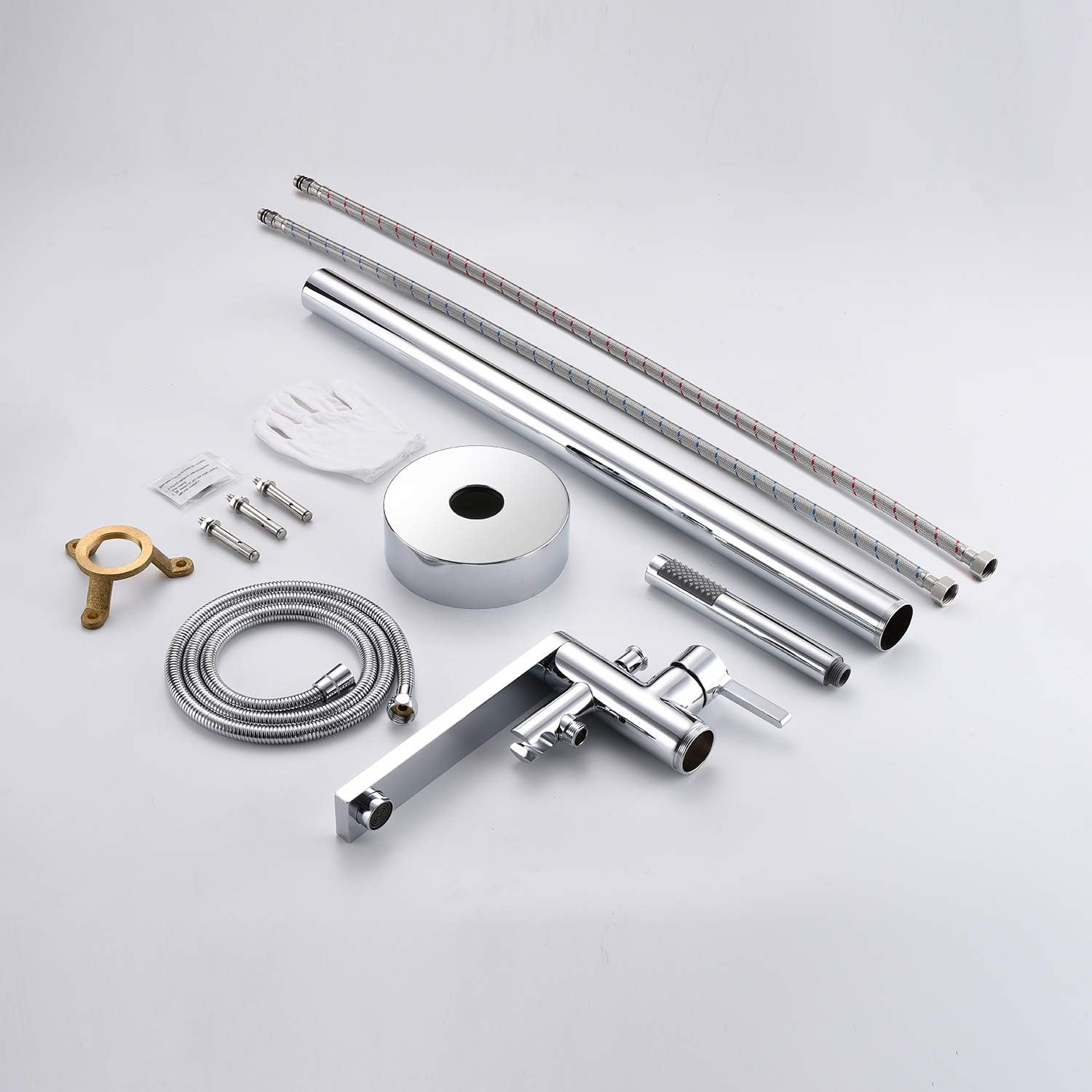 Freestanding Bathtub Faucet Tub Filler Chrome Floor Mount Brass Single Handle Bathroom Faucets with Hand Shower