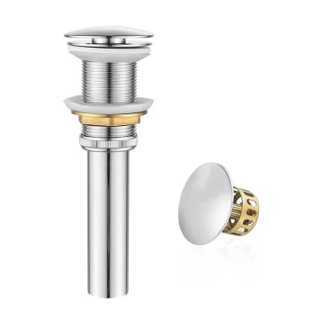 Bathroom Sink Drain Without Overflow with Strainer Basket Detachable Vessel Sink Lavatory Vanity Pop Up Drain Stopper Polished Chrome
