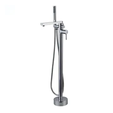 Freestanding Bathtub Faucet Tub Filler Chrome Floor Mount Brass Single Handle Bathroom Faucets with Hand Shower
