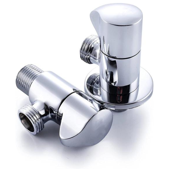 Angle Stop Valve 1/2" Nominal Comp x 3/8'' OD Comp 1/4 Turn Chrome Brass Angle Valve Water Shut Off Valve Faucet Valve