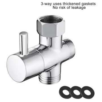 Solid Brass Angle Valve with Diverter, 3-way G1/2 Valve, Bathroom Universal Shower Arm Diverter for Hand Held Showerhead and Fixed Spray Head (Chrome Finish)