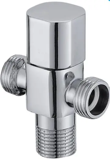 One-in And Two-out Angle Valve Hot And Cold Water Toilet Stop Valve Double Water Full Copper Thickened Triangle Valve (Color : Silver, Gold, Black, Silver)