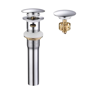 Pop up Sink Drain Stopper with Overflow Chrome for Bathroom Vessel Vanity Sink Art Basin，Big Cap Sink Drain with Overflow, Metal Pop-up Drain Strainer with Detachable Basket Stopper